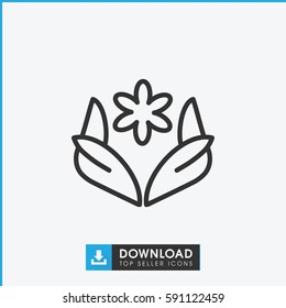 flower icon. Simple outline flower vector icon. On white background.