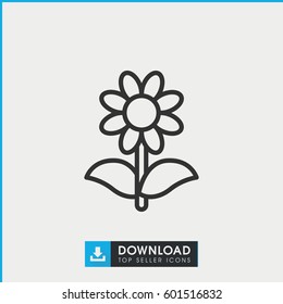 flower icon. simple outline flower vector icon. on white background.