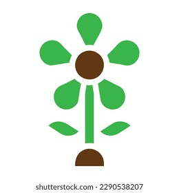 flower icon solid green brown colour easter illustration vector element and symbol perfect. Icon sign from modern collection for web.