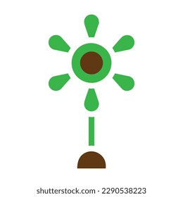flower icon solid green brown colour easter illustration vector element and symbol perfect. Icon sign from modern collection for web.