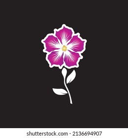 Flower icon and symbol with black background