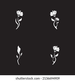 Flower icon and symbol with black background