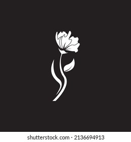 Flower icon and symbol with black background