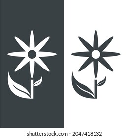 Flower icon, symbol. Flat icon design. Plant icon. Vector Illustration. Isolated in 2 different background colors.