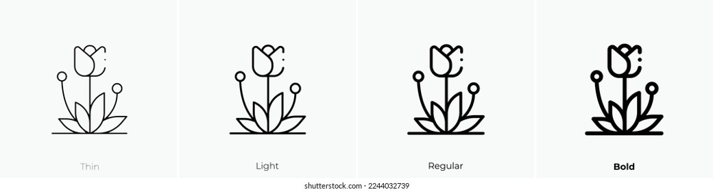 flower icon. Thin, Light Regular And Bold style design isolated on white background
