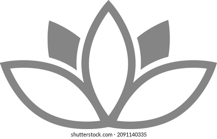 Flower icon. Three petal lotus. Peace symbol