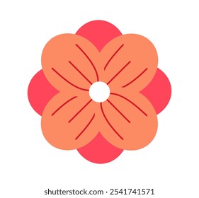 Ícone de flor - vista superior. Padrão floral vermelho. Planta de flor e flor. Flora e vida selvagem. Elemento gráfico para site. Ilustração de vetor plano isolada no plano de fundo branco
