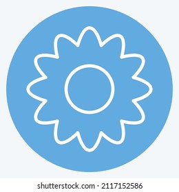 Flower Icon in trendy blue eyes style isolated on soft blue background