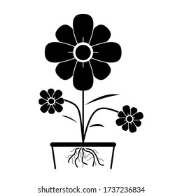 Icono de flor, en estilo plano de moda