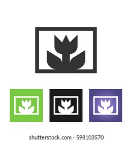 Flower Icon in trendy flat style isolated on grey background. Camera adjustment tool symbol.