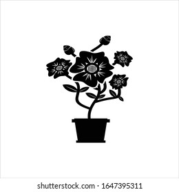 flower icon vector. black flower illustration.