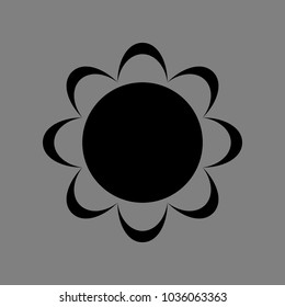 Flower icon. Vector. Black icon on medium gray background. Isolated.