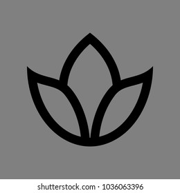 Flower Icon. Vector. Black icon on medium gray background. Isolated.