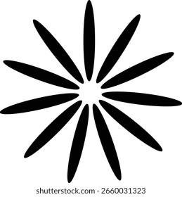 Flower Icon Vector, Decorative Floral Silhouettes, Petals, Blossom, Botanical Minimal Flat Style, Monochrome and Colorful Graphic symbol for Nature, Garden and Spring Design