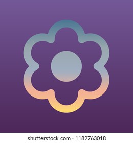 Flower icon. Vector. Evening gradient icon at violet background.