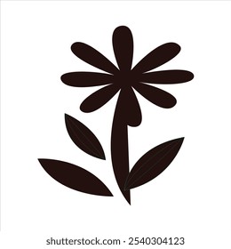 Flor, ícone, vetor flores ícone pote, ilustração em preto e branco, design de silhueta