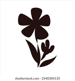 Flor, icono, icono de la olla de las flores del Vector, ilustración en blanco y negro, diseño de la silueta