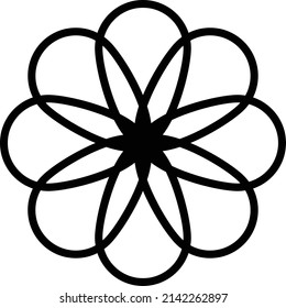 Símbolo de glifo vectorial de icono de flor para la naturaleza, la ecología y el medio ambiente en una ilustración de glifo de color plano