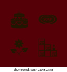 flower icon. flower vector icons set soap, flower, cake and bookcase flower pot