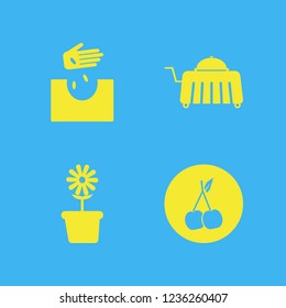 flower icon. flower vector icons set cherry, flower pot, room service and hand seeds