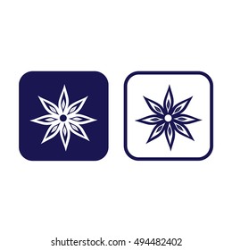 Flower icon vector illustration. Blue and white