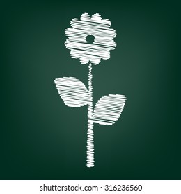 Flower icon. Vector illustration with chalk effect 