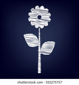 Flower icon. Vector illustration with chalk effect   