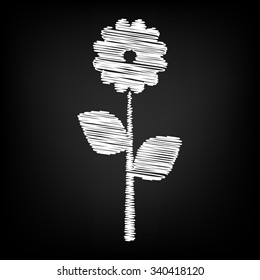 Flower icon. Vector illustration with chalk effect 