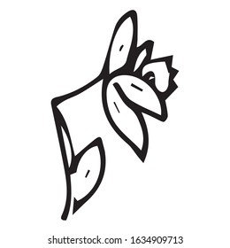 Flower icon. Vector illustration of spring daffodil. Hand drawn spring flower.