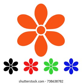 Flower icon. Vector illustration style is a flat iconic flower symbol with black, orange, red, green, blue color variants. Designed for web apps and software interfaces.