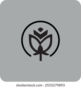 Flower icon vector illustration. Tulip silhouette creative sign. Minimal classic symbol. Rose icon. One of set web icons