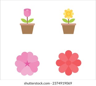 Icono de flor ilustrador de vectores de rosa floral cactus sobre fondo blanco 
