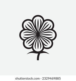 logotipo vectorial de icono de flor negro y blanco