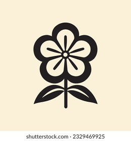 flower icon vector logo black and white