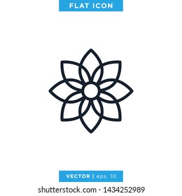 Flower Icon Vector Logo Design Template. Editable Stroke