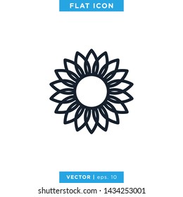 Flower Icon Vector Logo Design Template. Editable Stroke