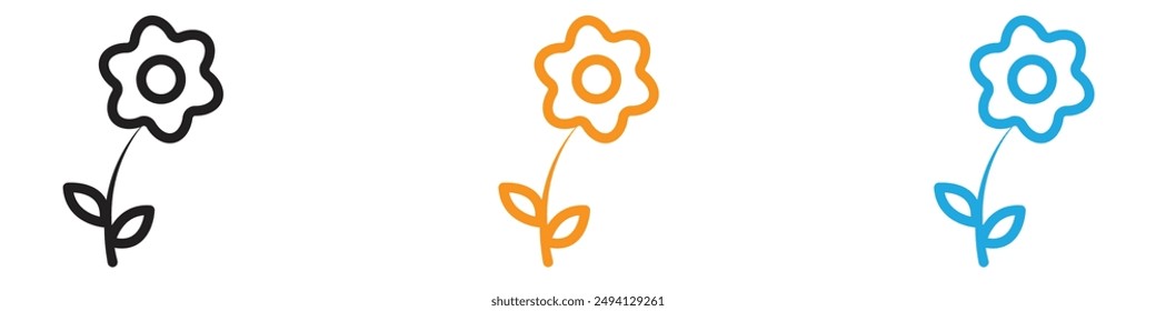 Flower icon vector logo set collection for web app ui