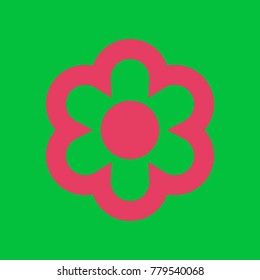 Flower icon. Vector. Paradise pink icon on dark pastel green background.