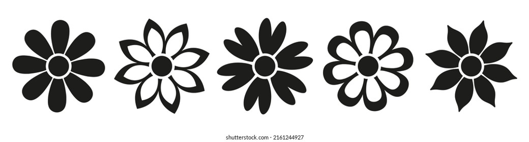 Conjunto de vectores de icono de flor aislado en blanco