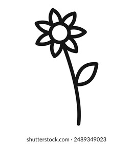 Flower icon Vector symbol or sign set collection in black and white outline