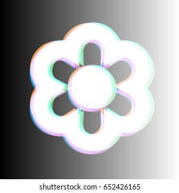 Flower icon. Vector. White icon with colored contours on gradient background.