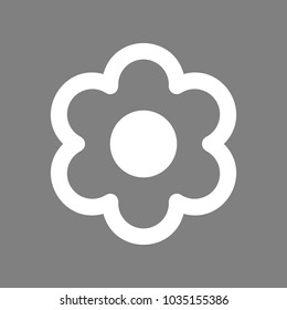 Flower icon. Vector. White icon on medium gray background. Isolated.