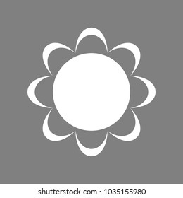 Flower icon. Vector. White icon on medium gray background. Isolated.