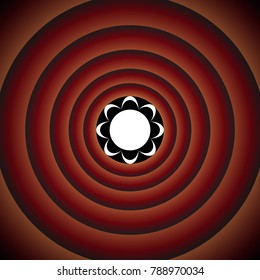 Flower icon. Vector. White icon on black circle in gradient rings.