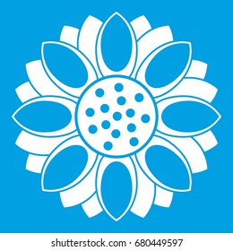 Flower icon white isolated on blue background vector illustration