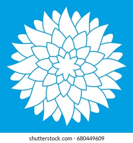 Flower icon white isolated on blue background vector illustration