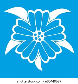 Flower icon white isolated on blue background vector illustration