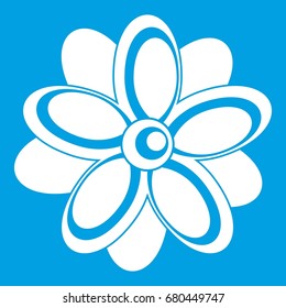 Flower icon white isolated on blue background vector illustration