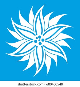 Flower icon white isolated on blue background vector illustration