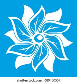 Flower icon white isolated on blue background vector illustration